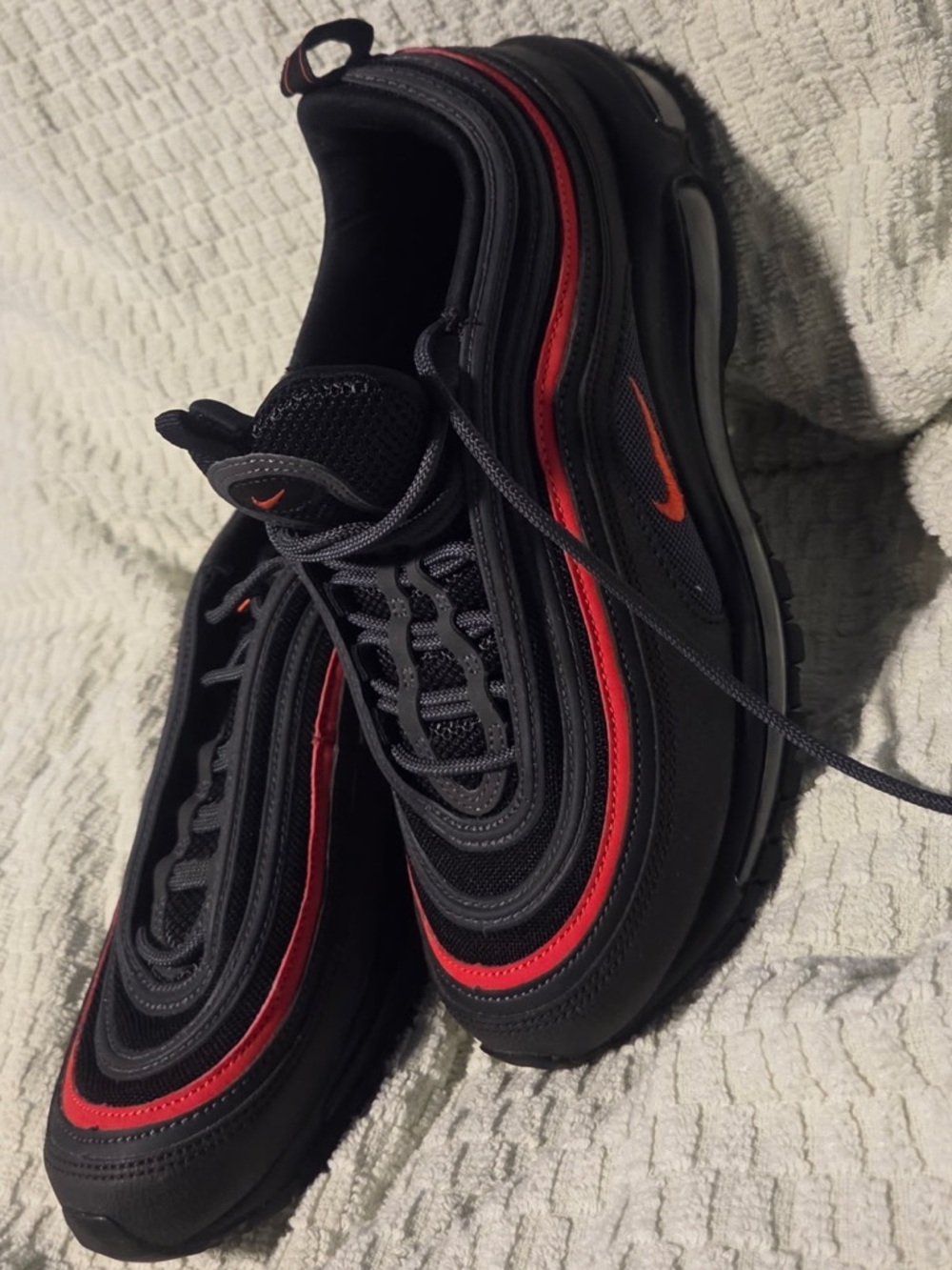Nike Men’s Air Max 97 Sneakers - Black with Red Accents